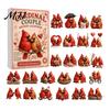 Bird Themed Hanging Ornaments Acrylic Christmas Advent Calendar Box with 24 Ornaments, Desktop Display Festive Countdown Decoration for Home