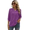 Spring and Summer Women's T-shirt Stand-up Collar Mid-sleeve Shirt Jacquard Hairball Casual Blouse Loose Top Shirt