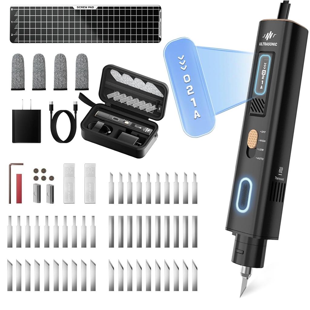 US Plug 40kHz Ultrasonic Cutter Knife 2in1 Polisher with OLED Display & LED Light for 3D Printing Model Plastic Wood Metal