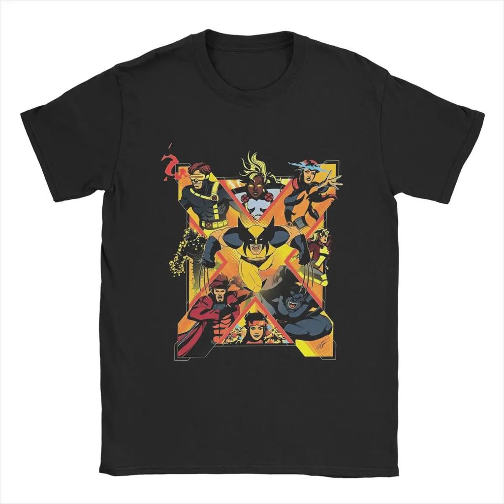 Men T-Shirt X-Men Wolverine Hipster 100% Cotton Tee Short Sleeve Xmen Group T Shirts Round Collar Merchandise Graphic