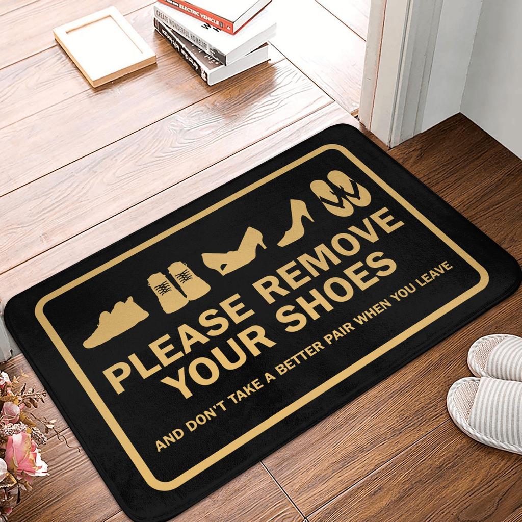Please Take Off Your Shoes Front Door Mat Anti-Slip Outdoor Absorbent  Doormat Garden Garage Entrance Rug Carpet