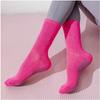 Einfarbige Yogasocken aus Baumwolle bis zur Mitte der Wade, rutschfeste Sportsocken mit Silikonunterseite, für Damen, für Indoor-Fitness, Trampolin, Tanz, Pilates