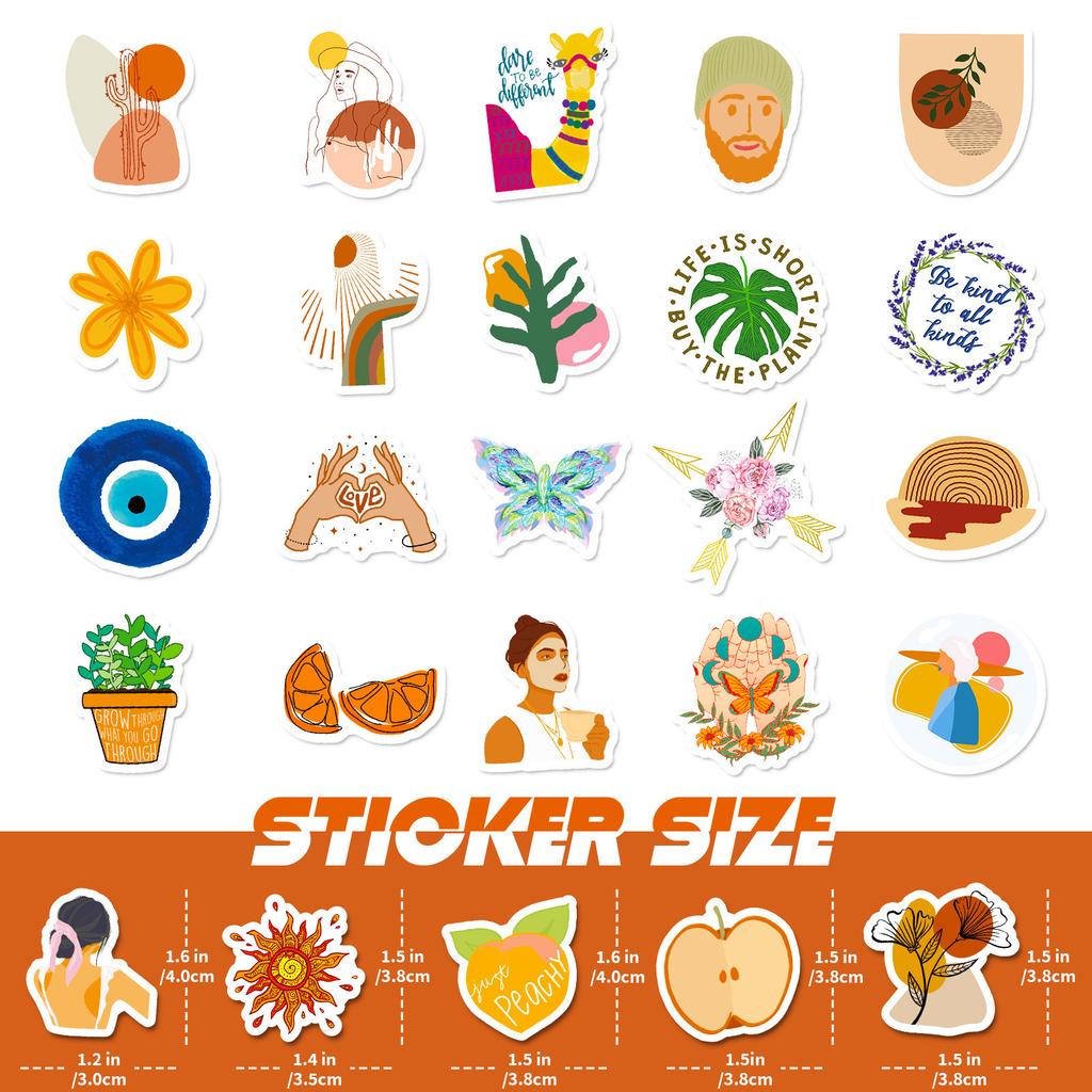 T01040773 Clearance 100 Small Size 4Cm Leaves Bohemian Stickers Vintage Aesthetic Art
