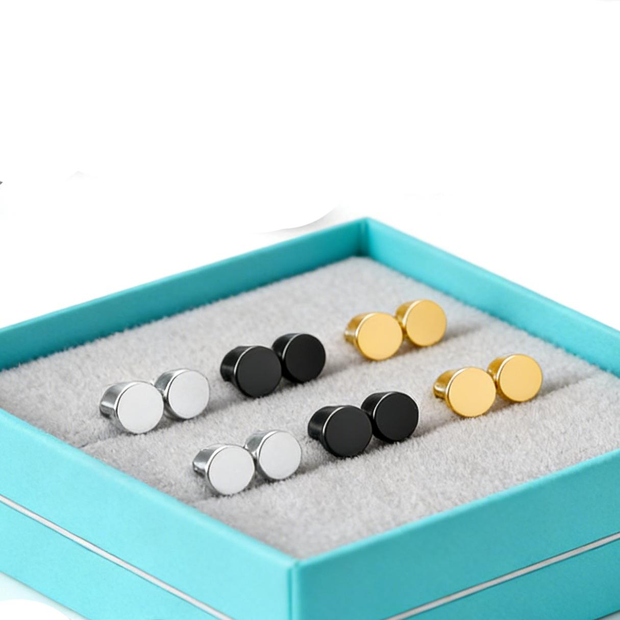 

2Pcs/1Pair Gothic Stainless Steel Screw Dumbbell Stud Earrings For Women/Men Hip Hop Rock Hypoallergenic Punk Zircon 3mm золотой