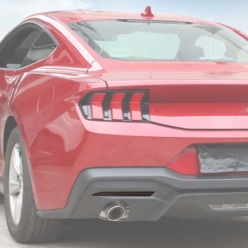 Auto-Dekorationsabdeckungen für Nebelschlussleuchten, ABS-Dekoration für Ford Mustang ab 2024, Außenzubehör, gesmokt, schwarz