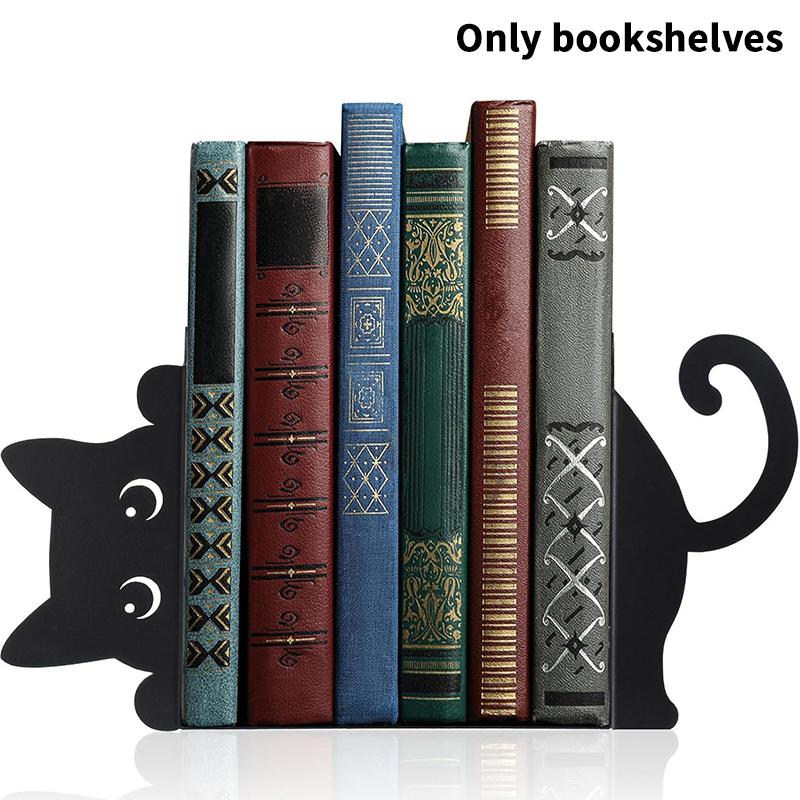 Cute Cat-Shaped Bookend, Desktop Bookshelf, Book Clip, Stationery Storage Book Stand, Home Desktop Decoration.