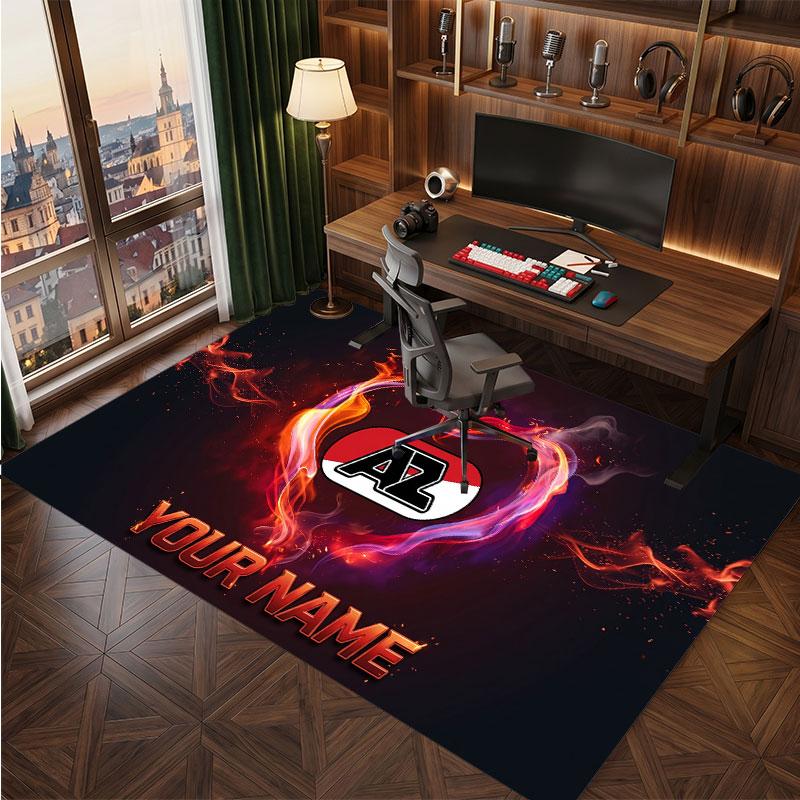 AZ Alkmaar Custom Crystal Velvet Rug, Personalized Name Text Print, Football Logo Soft Non‑Slip Floor Mat Home Decor Gift