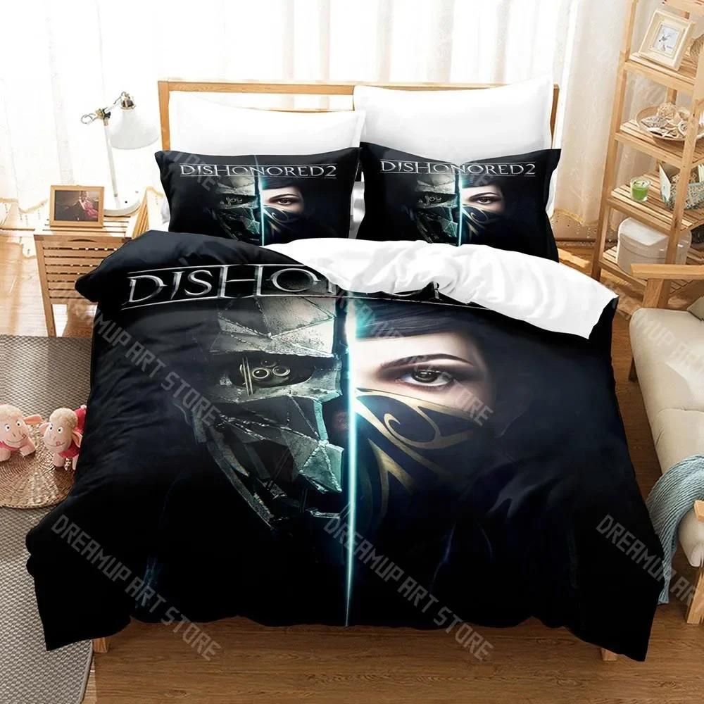 

3D Print Dishonored Bedding Set Single Twin Full Queen King Size Bed Set Aldult Kid Bedroom Duvetcover Sets Anime Bed Sheet Set EU Single 90x200cm