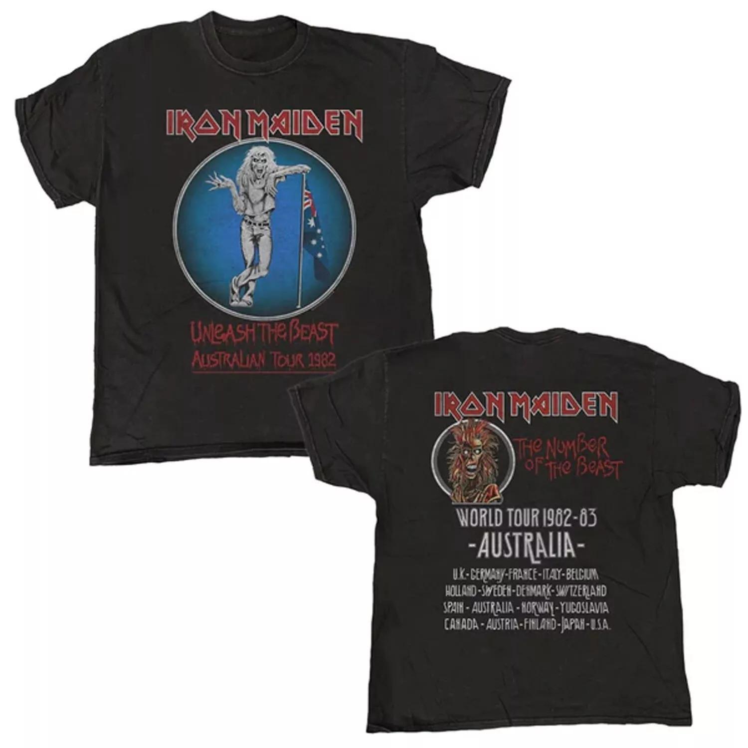 Iron Maiden Unleash The Beast Australian Tour 1982 T-Shirt Mens Womens Tees Top XL