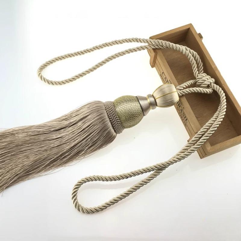 

Галстуки для штор Золотая проволока Теннисные шторы Подвесные шары Подвесные шары Веревка Галстук-кисточка Шары 1PC бежевый