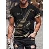 Musical Instrument Guitar 3D Printed T-shirt, Men's and Women's Fashionable Short Sleeved T-shirt, Children's