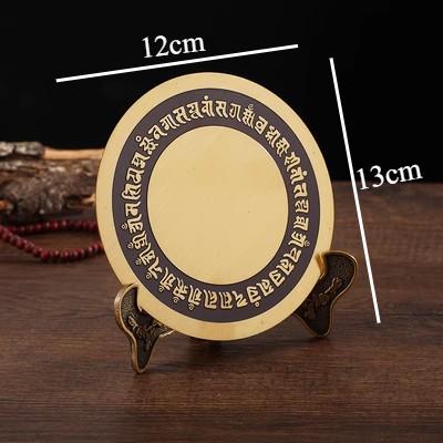 1pc, Enamel Colored Copper Mirror Ornament, with Bracket, Buddhist Hall Supplies, Living Room Home Decoration, Chinese Style