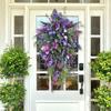 Purple Tulip Teardrop Wreath Spring Summer Artificial Flower Garland Front Door Wall Decorations Wedding Party Home Decor
