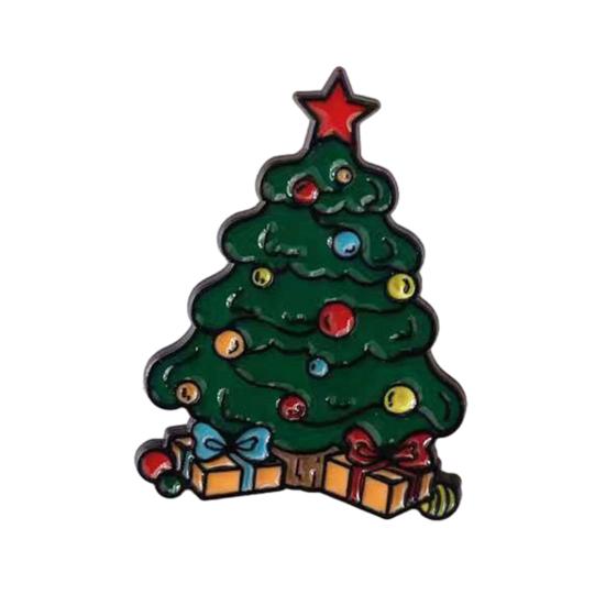 Christmas Santa Claus Brooch, Cartoon Xmas Tree Bell Stocking Gift Bag Enamel Pin, Badge Pin for Clothes Bag Hat Scarf Suit