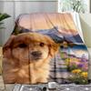 Cute Border Collie Puppy Lake Dock Blanket, Fluffy Dog Flannel Throw Blanket for Pet Lover Home Decor