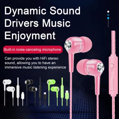In-Ear-Kopfhörer mit Kabel, Mikrofon mit Geräuschunterdrückung, verbesserte Klangqualität, geringe Latenz, Typ-C, schwere Messing-Ohrhörer