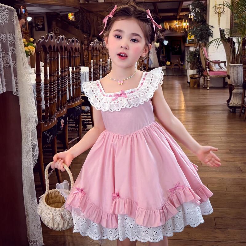 MIMIHELLO Girls  French Flutter Sleeve Cotton Princess Dress 120