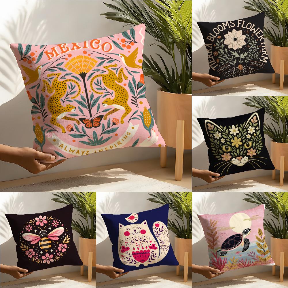 2 Natural Animal Prints For Home Decor Pillow Case Home Living Room Decoration Linen Pillowcover Pillow Cases Cushion Cover