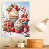 Weihnachts-Erdbeer-Cupcake Perlenmalerei-Set Festliche Winterfeiertage DIY Funkelndes Perlenleinwand Ästhetische Wanddekoration für Zuhause Kunstdekoration