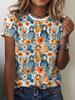 3D Printed Matryoshka Doll Pattern T-shirt, Women's Round Neck Short-sleeved T-shirt, Harajuku Style Top