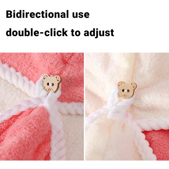 Hair Drying Towels with Button, Super Absorbent Double-Layer Coral Fleece Hair Towel, Quick Drying Travel Bathing Hair Wrap