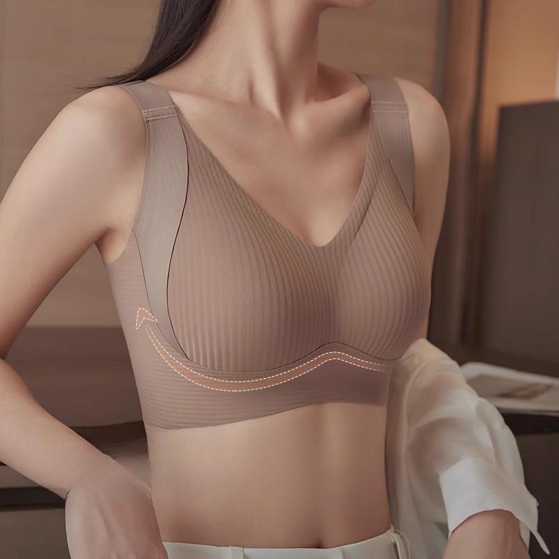 Women's Seamless Wireless Bra Comfortable, Thin Design, Full Coverage, Anti-Sagging Lift Ribbed Smooth Silhouette, High Support