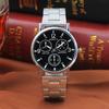 Men Quartz Watch Round Dial Alloy Three Small Dials No Delay Alloy Strap Time-checking High Accuracy Wristwatch Business Commute Timepiece