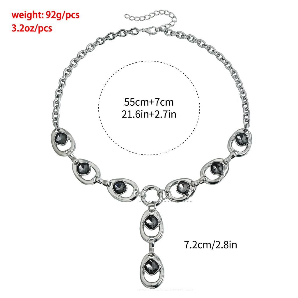 European and American Jewelry, Exaggerated Irregular Black Diamond Y-shaped Necklace, Heavy Metal Party Dress Accessories
