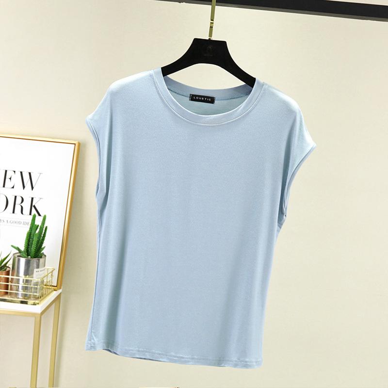 

Korean Style Women s Slim-Fit Sleeveless Summer T-Shirt, Round Neck Fashionable Versatile Base Top 2024 XL