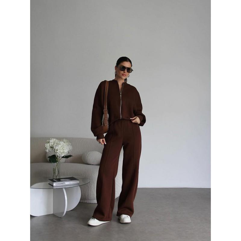 Womens Casual Streetwear Set Long Sleeve Cardigan Top Pants 2 Piece Outfit Winter