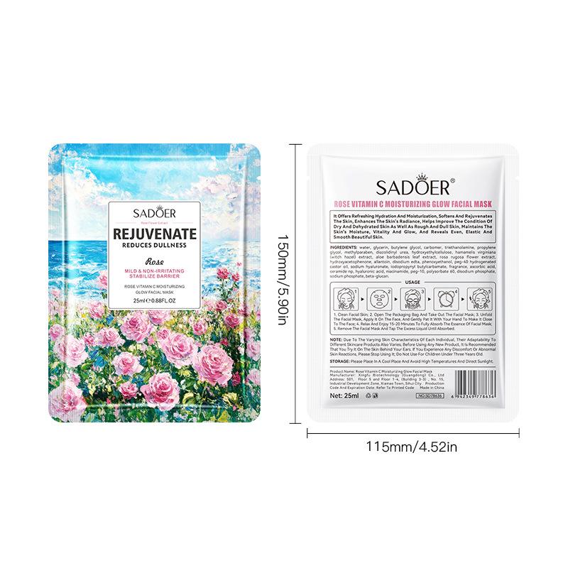 5PCS Rose Vitamin C Moisturizing Mask 25ml Hydrating Moisturizing Mask Skin Care Products