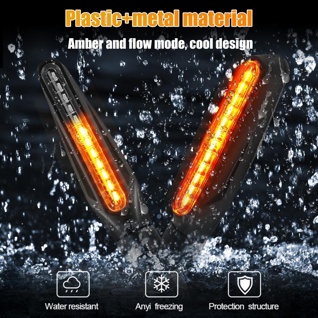 4Pcs Motorcycle Turn Signal Light Universal 12LED Front Rear Flowing Turn Lights Professional Sequential Indicator Running Lamp