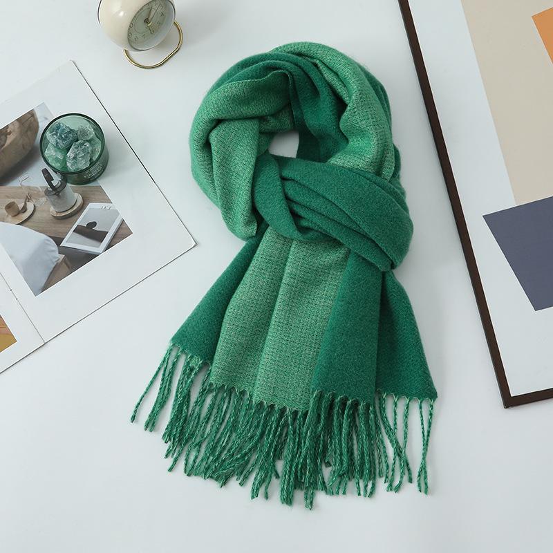 Double-sided Two-color Scarf for Women Autumn and Winter High End New Wool Scarf Shawl Imitation Cashmere Scarf
