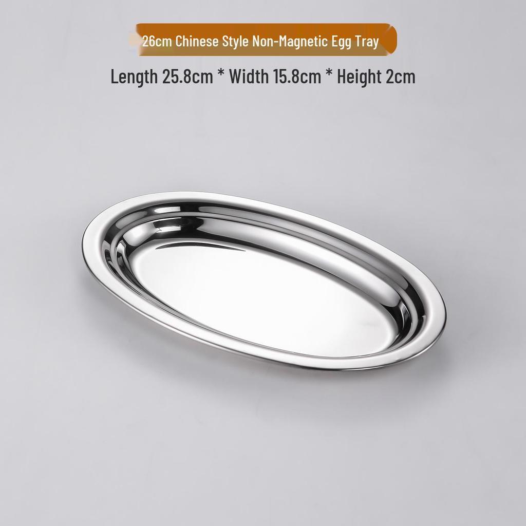 Stainless Steel Oval Plate for Grilled Fish, Steamed Fish, Fruit, Rice, Noodles, and Eggs.