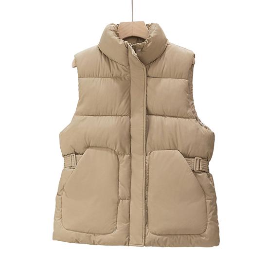 Down Puffer Vest For Women Stand Collar Sleeveless Puffer Jacket Casual Zipper