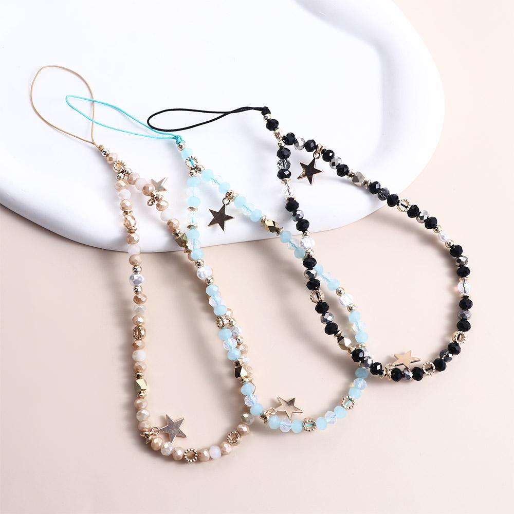 Phone Lanyard Telephone Cord Beads Chain Mobile Phone Strap Five-pointed Star Pendant Phone Chains
