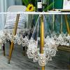 PVC Transparent Tablecloth , Heat-resistant, Embroidered Square Table Cloth Waterproof, And Oil Resistant Dining Table Mat, 1pc