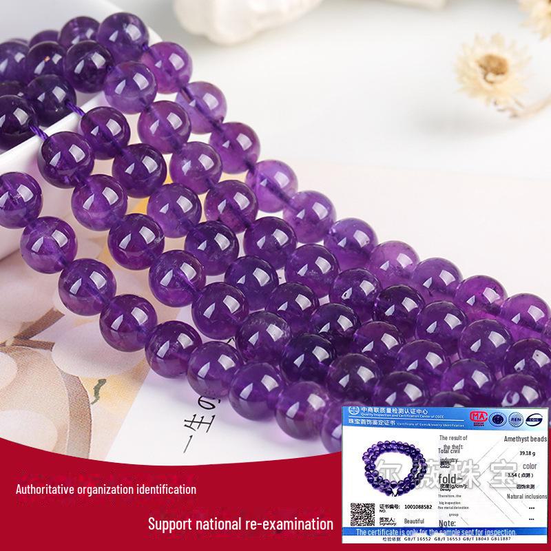 Urugwajskie lawendowe ametystowe okrągłe koraliki - naturalne kamienne akcesoria do biżuterii DIY