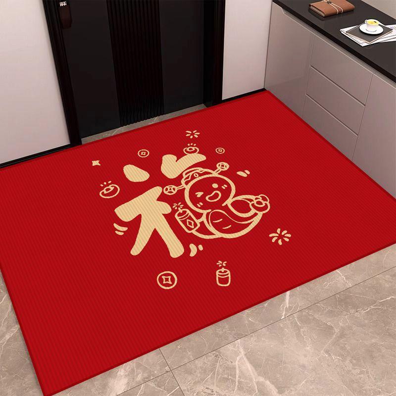 New Chinese-Style Floor Mat Entry Door Dirt-Resistant Crystal Velvet Foot Pad Entrance Water-Absorbing Non-Slip Foot Pad Household Dirt-Resistant