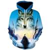 Men's Oversized Hoodie Wolf Animals Pattern Ferocious Warrior Fashion Sweatshirt Loose Street Funny Tracksuits Fitness