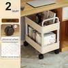 1pc Multifunctional Under-Table Storage Rack with Wheels-Double Polypropylene Organizer,Compact Mobile Shelf for Office Supplies