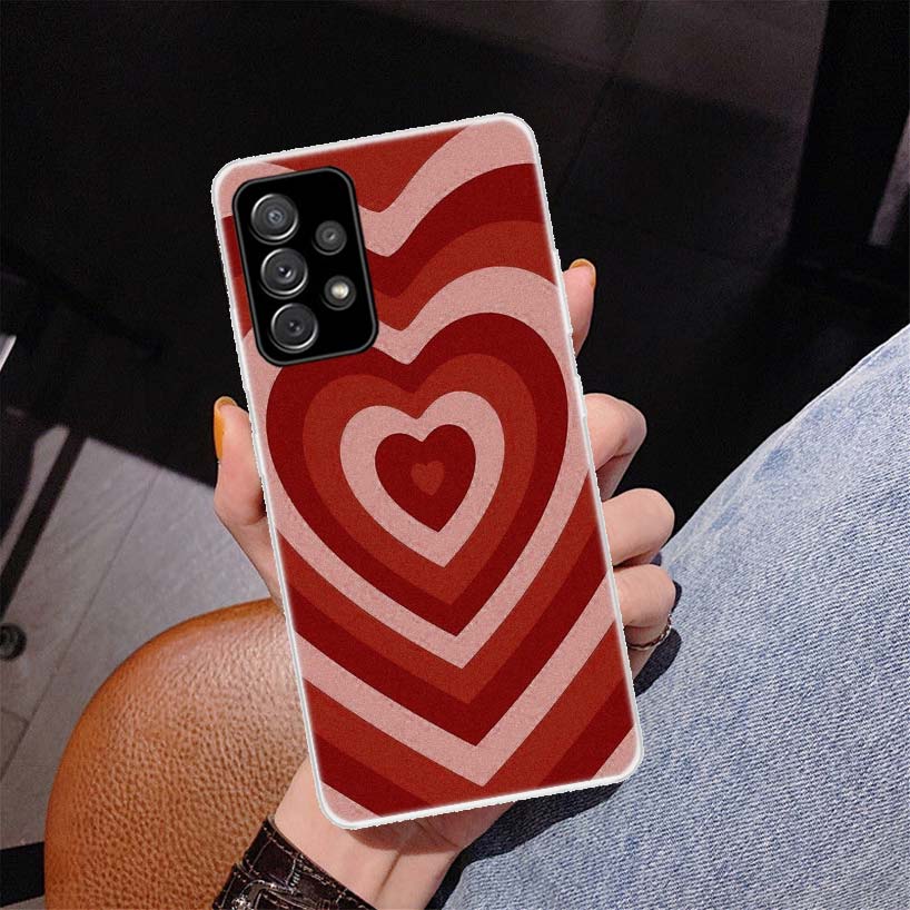 Fashion Purple Heart Swirl Circle Cover Phone Case For Samsung Galaxy A53 A52 A73 A72 A12 5G A13 A22 A23 A32 A33 A02S A03S A42 A