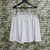 Women V Neck Lace Trim Spaghetti Strap Tank Top Lightweight Loose Fit Summer Casual Blouse Soft Fabric Sleeveless Shirt