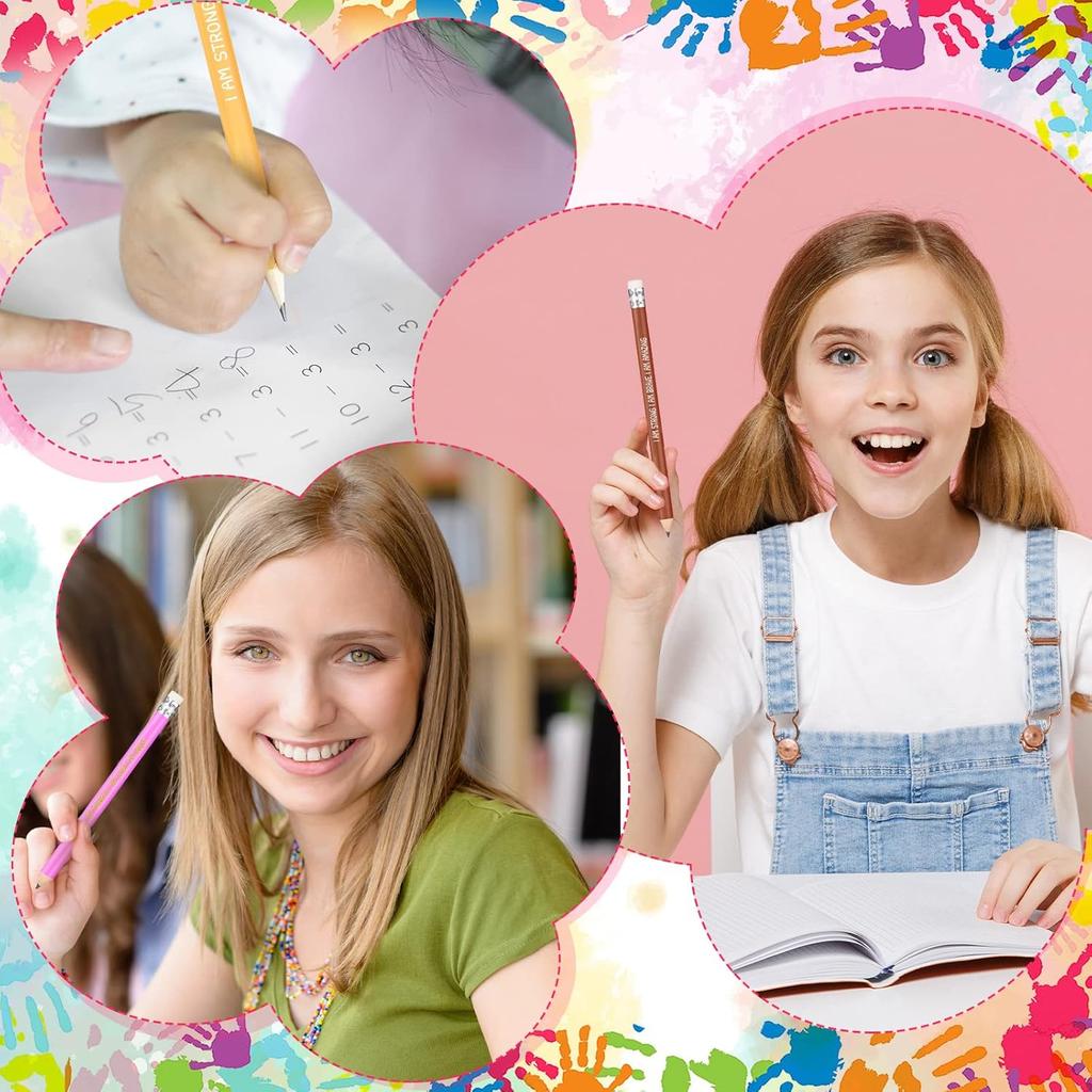 Fumete 36 Pcs pirational Pencils for Students Bulk Pastel Pencils Classroom Motivational Quote with Eraser Pre Sharpened #2 HB Back to School Gift