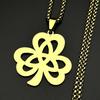 Irish Lucky Celtic Knot Clover Chain Women Men Stainless Steel Gold Color Trinity Shamrock Amulet St.Patrick's Day Gift Jewelry