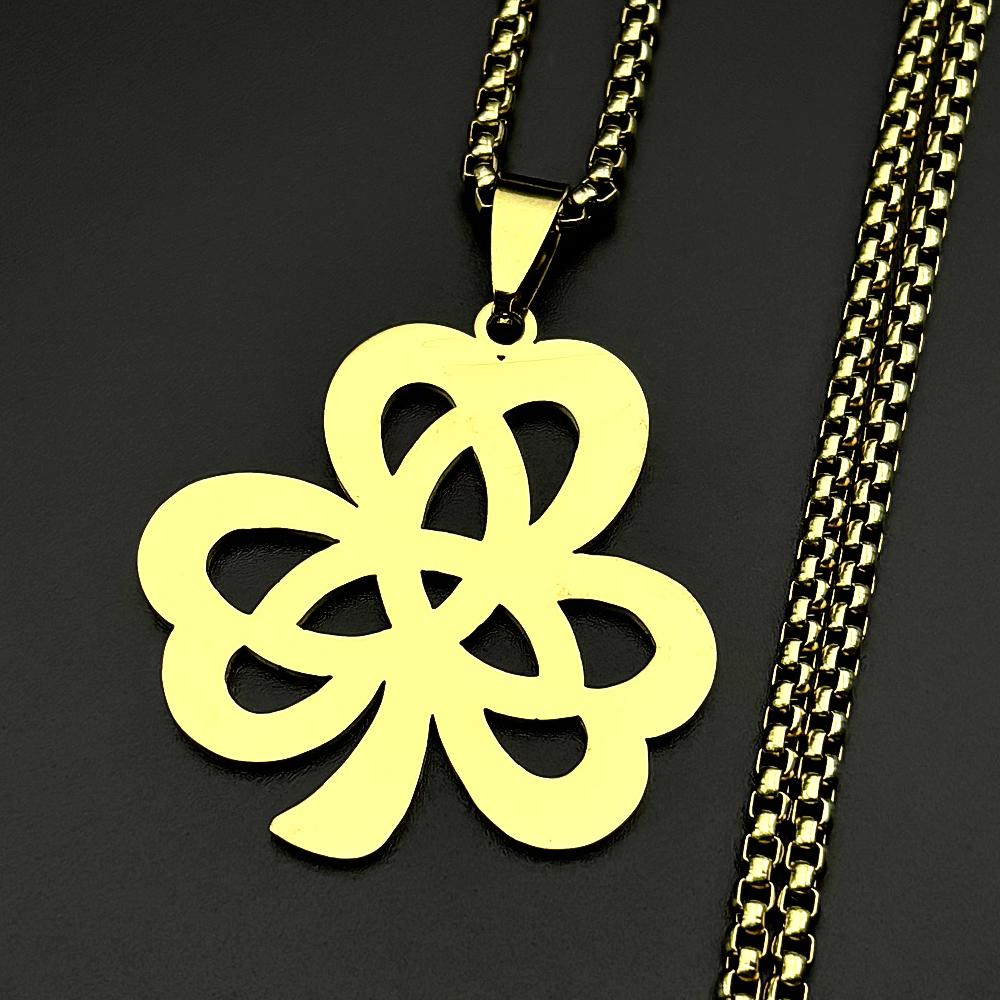 Irish Lucky Celtic Knot Clover Chain Women Men Stainless Steel Gold Color Trinity Shamrock Amulet St.Patrick's Day Gift Jewelry