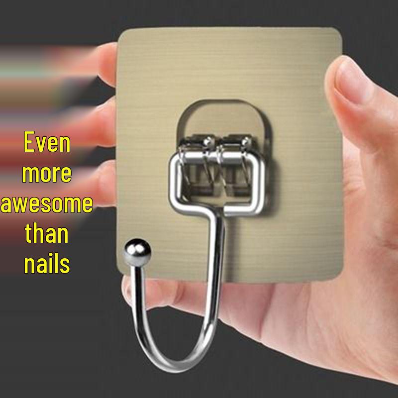 Strong Adhesive Brushed Black Hook, No-Drill, No-Trace for Bathroom & Kitchen