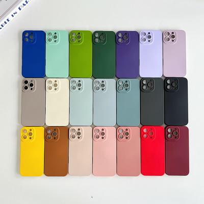 Düz Renk Sıvı Silikon Yumuşak Telefon Kılıfı iPhone 16 Pro Max 15 14 13 12 Pro 11 XS XR 8 7 Plus Lens Koruma Darbeye Dayanıklı Flanel İnce Kapak