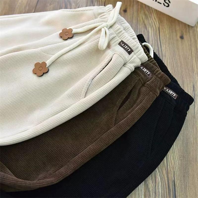 Girls  Corduroy Pants Spring Kids Solid Color Loose Wide-legged Trousers Autumn Teen Casual High Waist Straight Pant 5-12 Years