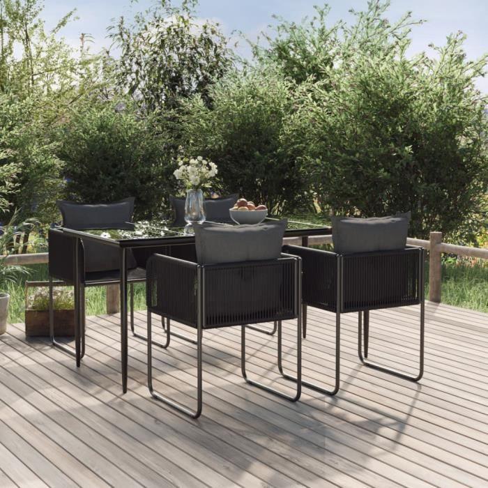 3156500 vidaXL Garden Dining Set 5 Pcs Black